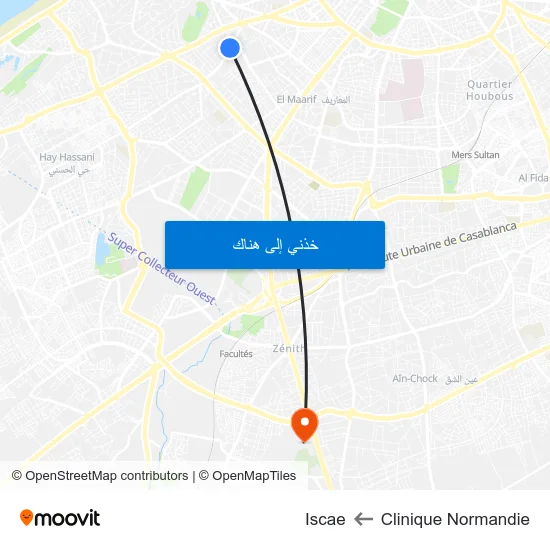 Clinique Normandie to Iscae map