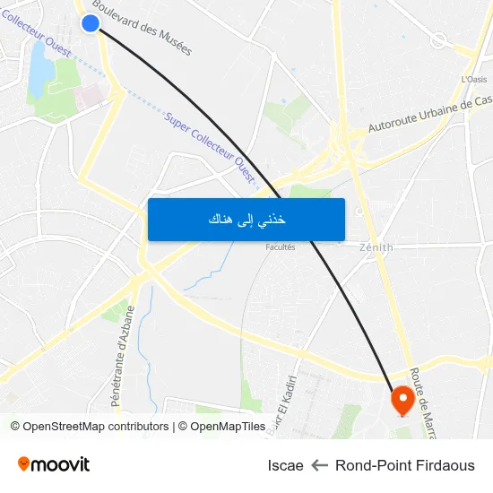 Rond-Point Firdaous to Iscae map