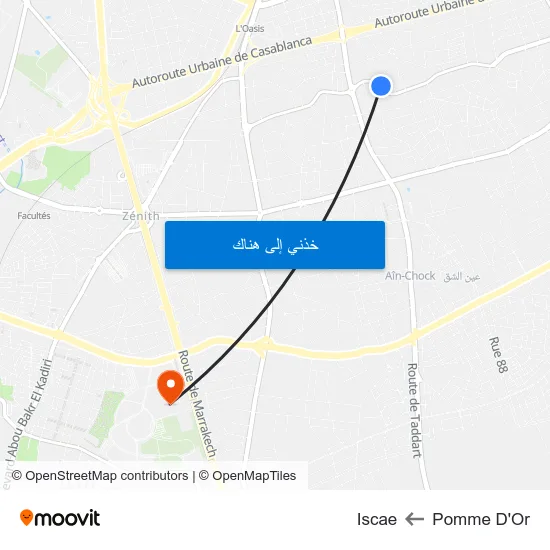 Pomme D'Or to Iscae map