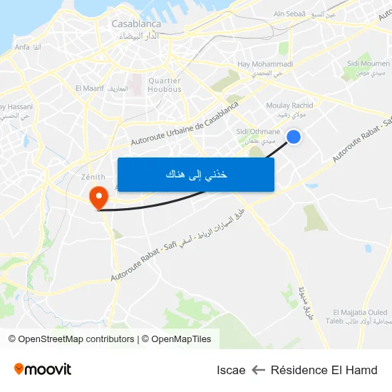 Résidence El Hamd to Iscae map