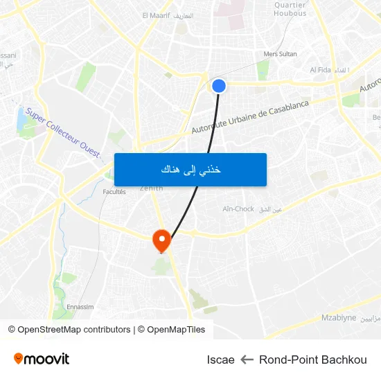 Rond-Point Bachkou to Iscae map