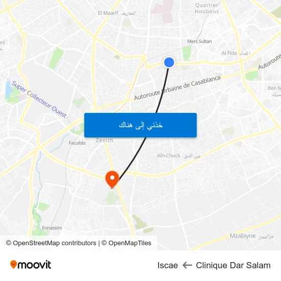 Clinique Dar Salam to Iscae map