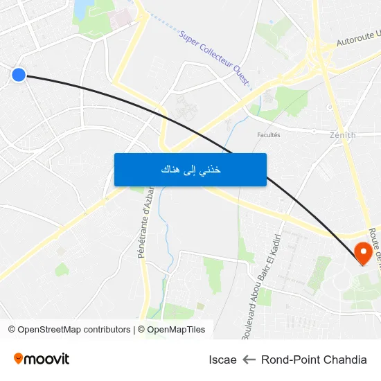 Rond-Point Chahdia to Iscae map