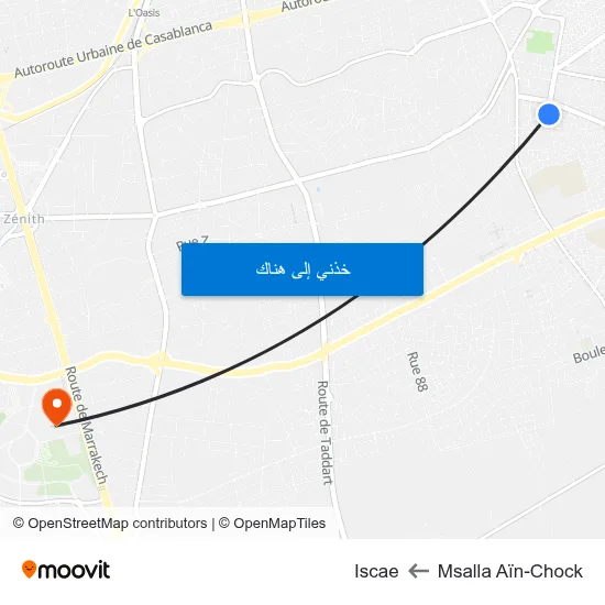 Msalla Aïn-Chock to Iscae map
