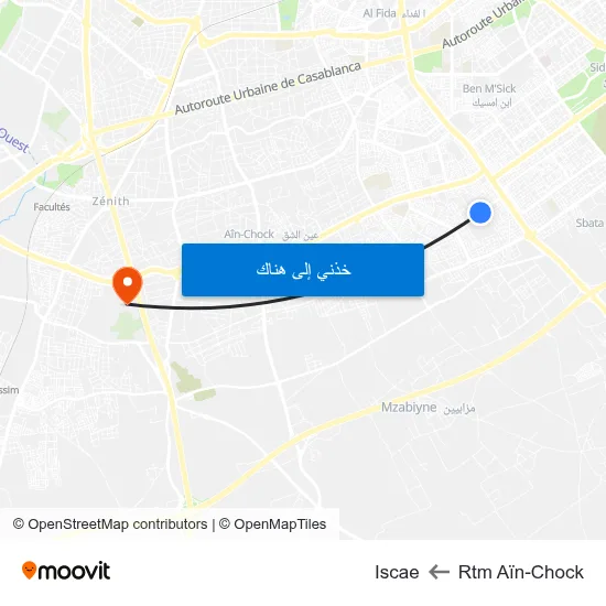 Rtm Aïn-Chock to Iscae map