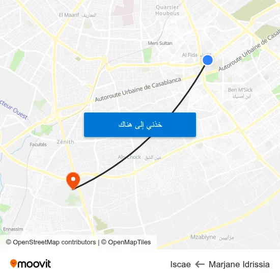 Marjane Idrissia to Iscae map