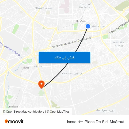 Place De Sidi Maârouf to Iscae map
