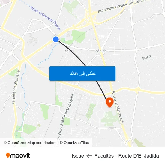 Facultés - Route D'El Jadida to Iscae map