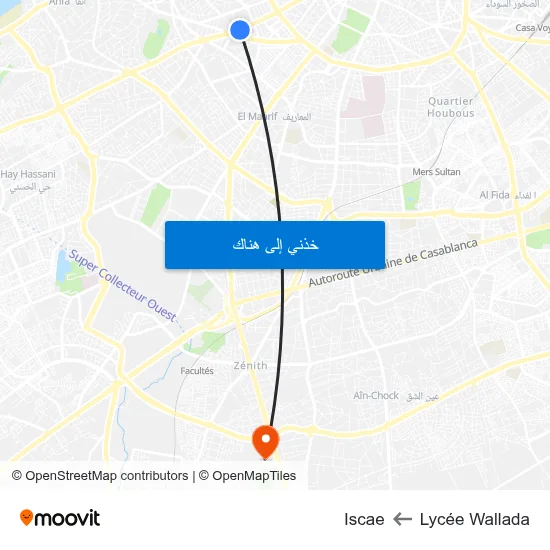 Lycée Wallada to Iscae map