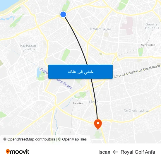 Royal Golf Anfa to Iscae map