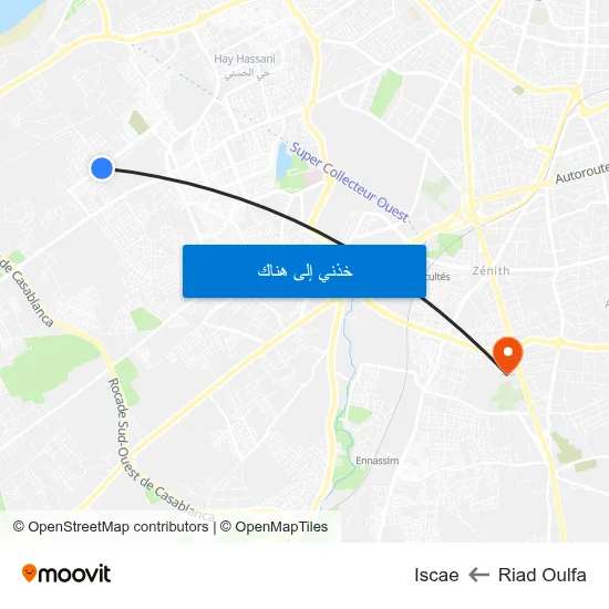 Riad Oulfa to Iscae map