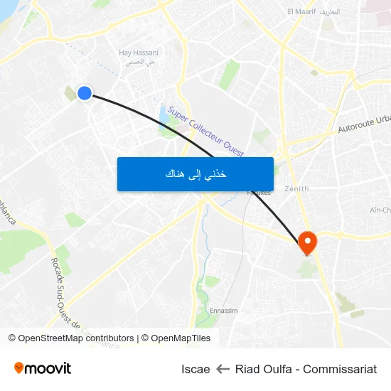 Riad Oulfa - Commissariat to Iscae map