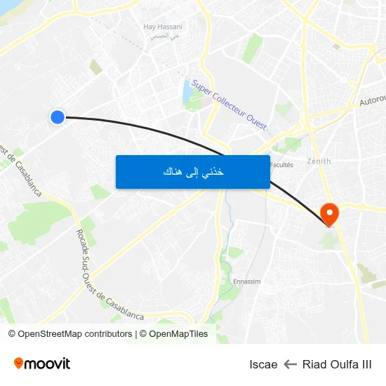 Riad Oulfa III to Iscae map