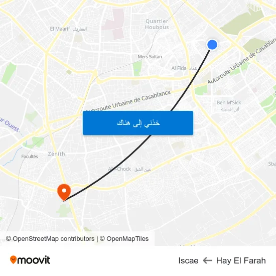 Hay El Farah to Iscae map