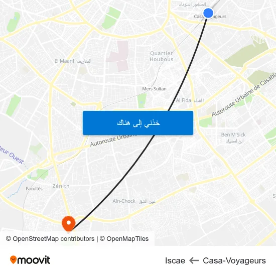 Casa-Voyageurs to Iscae map
