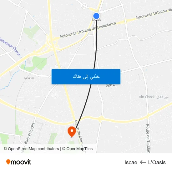 L'Oasis to Iscae map