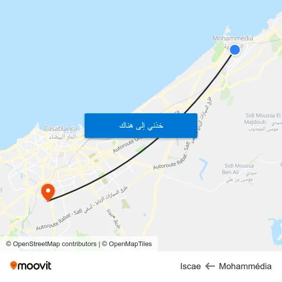 Mohammédia to Iscae map