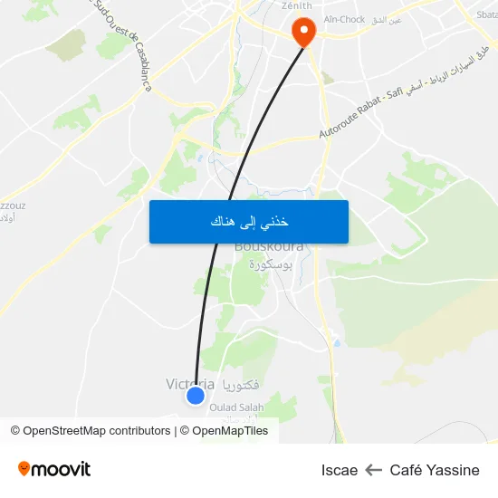 Café Yassine to Iscae map