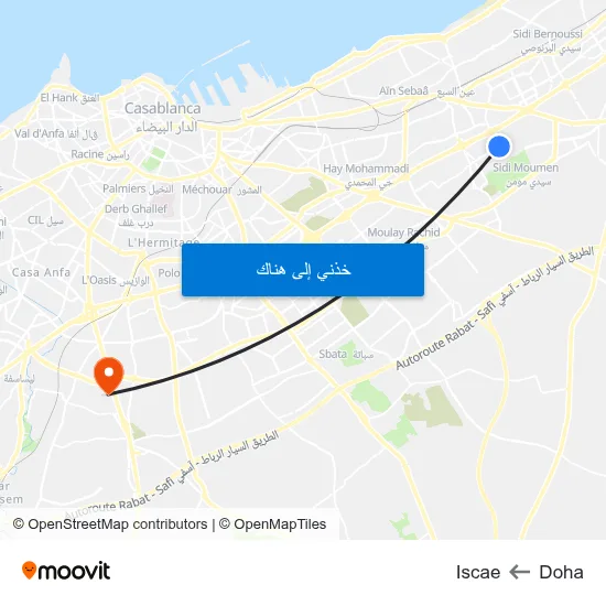 Doha to Iscae map
