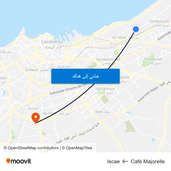 Café Majorelle to Iscae map