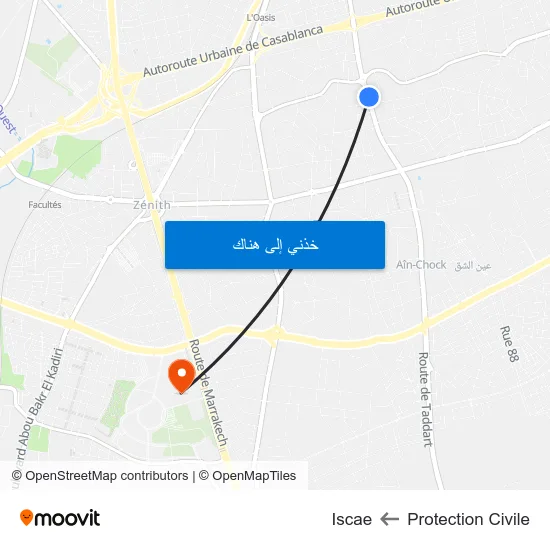 Protection Civile to Iscae map