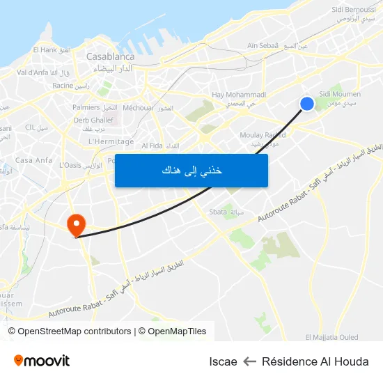 Résidence Al Houda to Iscae map