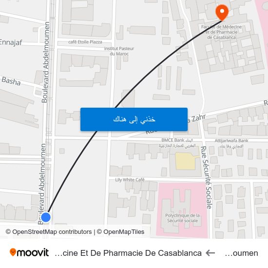 Abdelmoumen to Faculté De Médecine Et De Pharmacie De Casablanca map