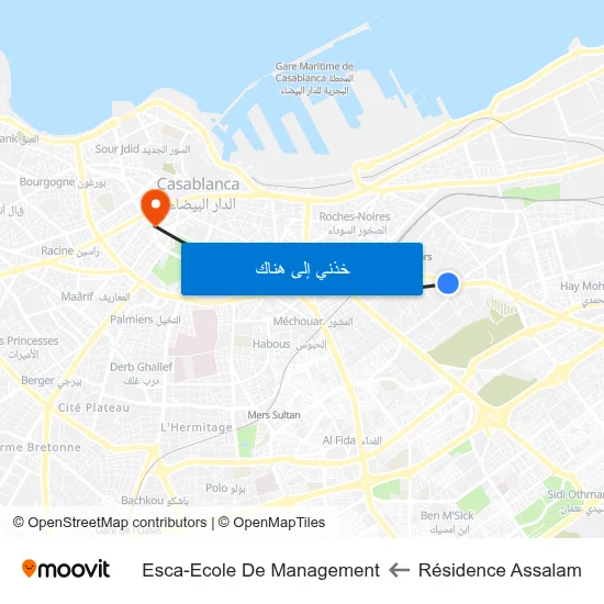 Résidence Assalam to Esca-Ecole De Management map