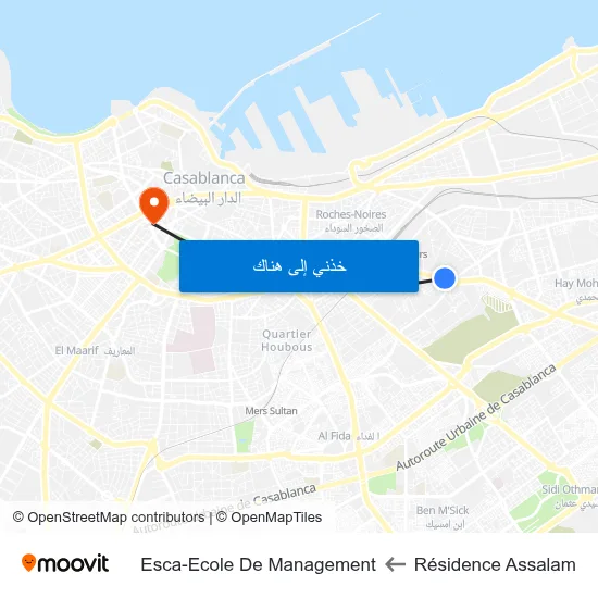 Résidence Assalam to Esca-Ecole De Management map