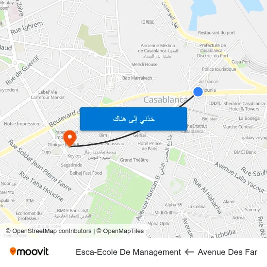 Avenue Des Far to Esca-Ecole De Management map
