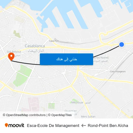 Rond-Point Ben Aïcha to Esca-Ecole De Management map