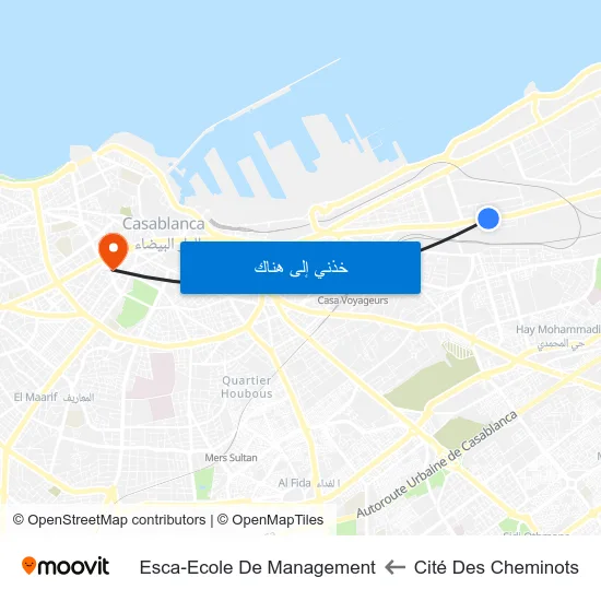 Cité Des Cheminots to Esca-Ecole De Management map