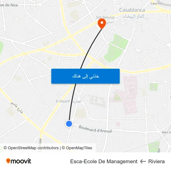 Riviera to Esca-Ecole De Management map