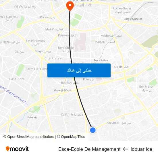 Idouar Ice to Esca-Ecole De Management map
