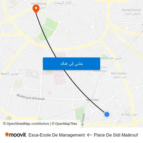 Place De Sidi Maârouf to Esca-Ecole De Management map