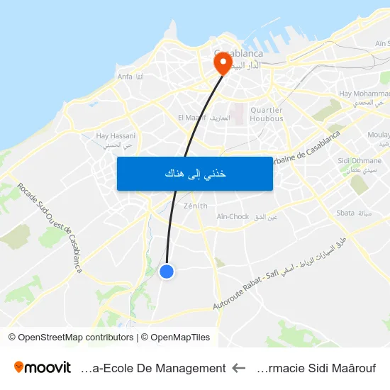 Pharmacie Sidi Maârouf to Esca-Ecole De Management map