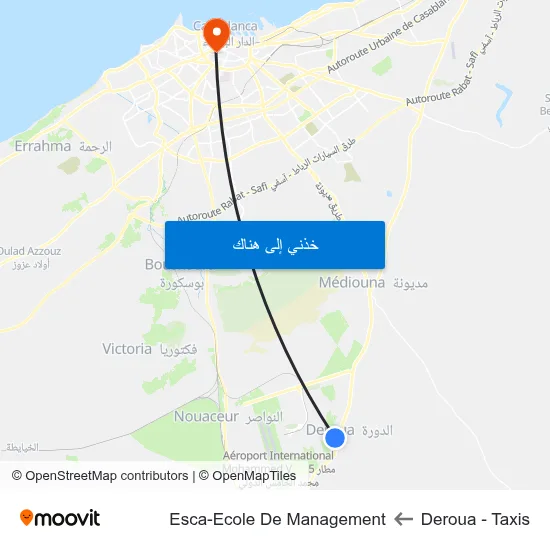 Deroua - Taxis to Esca-Ecole De Management map