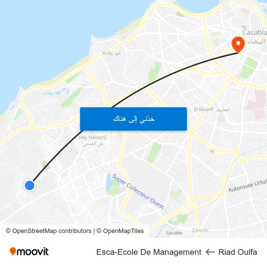 Riad Oulfa to Esca-Ecole De Management map