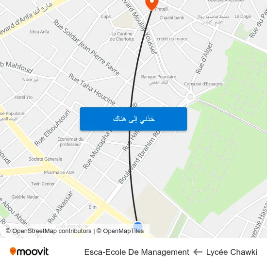 Lycée Chawki to Esca-Ecole De Management map