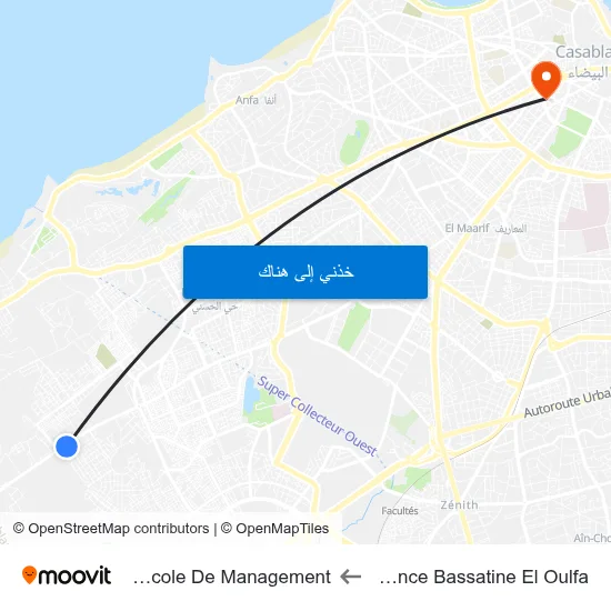 Résidence Bassatine El Oulfa to Esca-Ecole De Management map