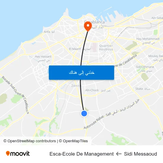 Sidi Messaoud to Esca-Ecole De Management map