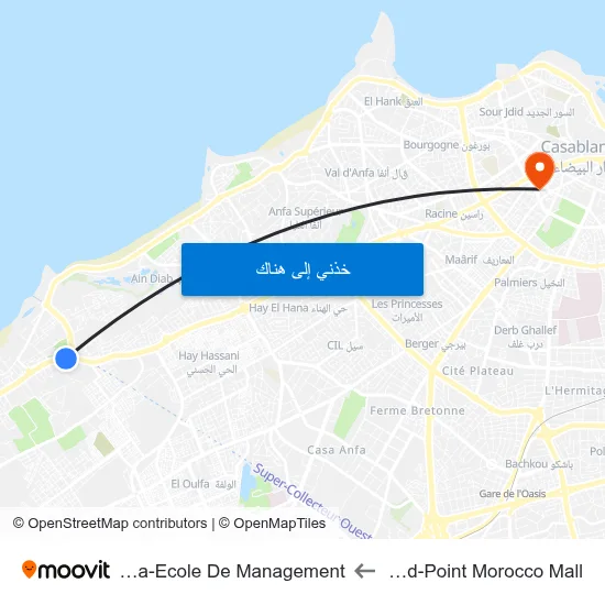 Rond-Point Morocco Mall to Esca-Ecole De Management map