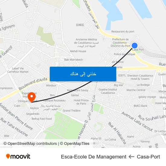 Casa-Port to Esca-Ecole De Management map