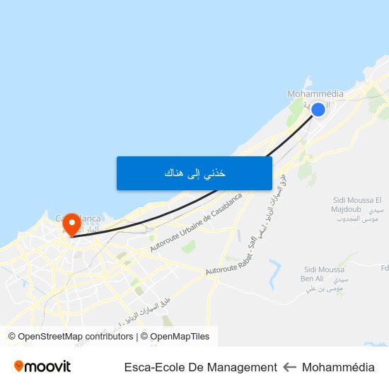 Mohammédia to Esca-Ecole De Management map