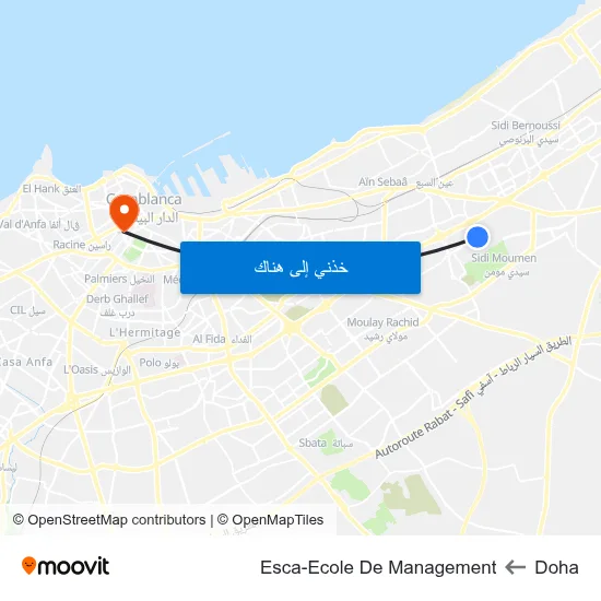 Doha to Esca-Ecole De Management map
