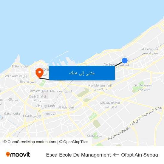 Ofppt Ain Sebaa to Esca-Ecole De Management map