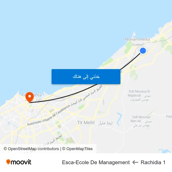 Rachidia 1 to Esca-Ecole De Management map