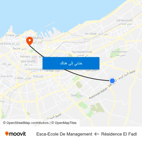 Résidence El Fadl to Esca-Ecole De Management map
