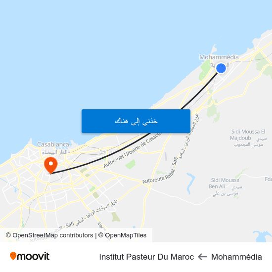 Mohammédia to Institut Pasteur Du Maroc map