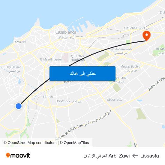 Lissasfa to Arbi Zawi العربي الزاوي map